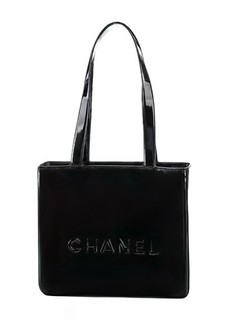 Chanel Logo Patent Leather Tote Bag